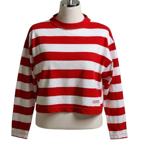 80s Canteen by Camp Beverly Hills Striped Crew Long Sleeve Top - Picture 1 of 8